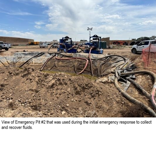 Lined pit with hoses and pumps 