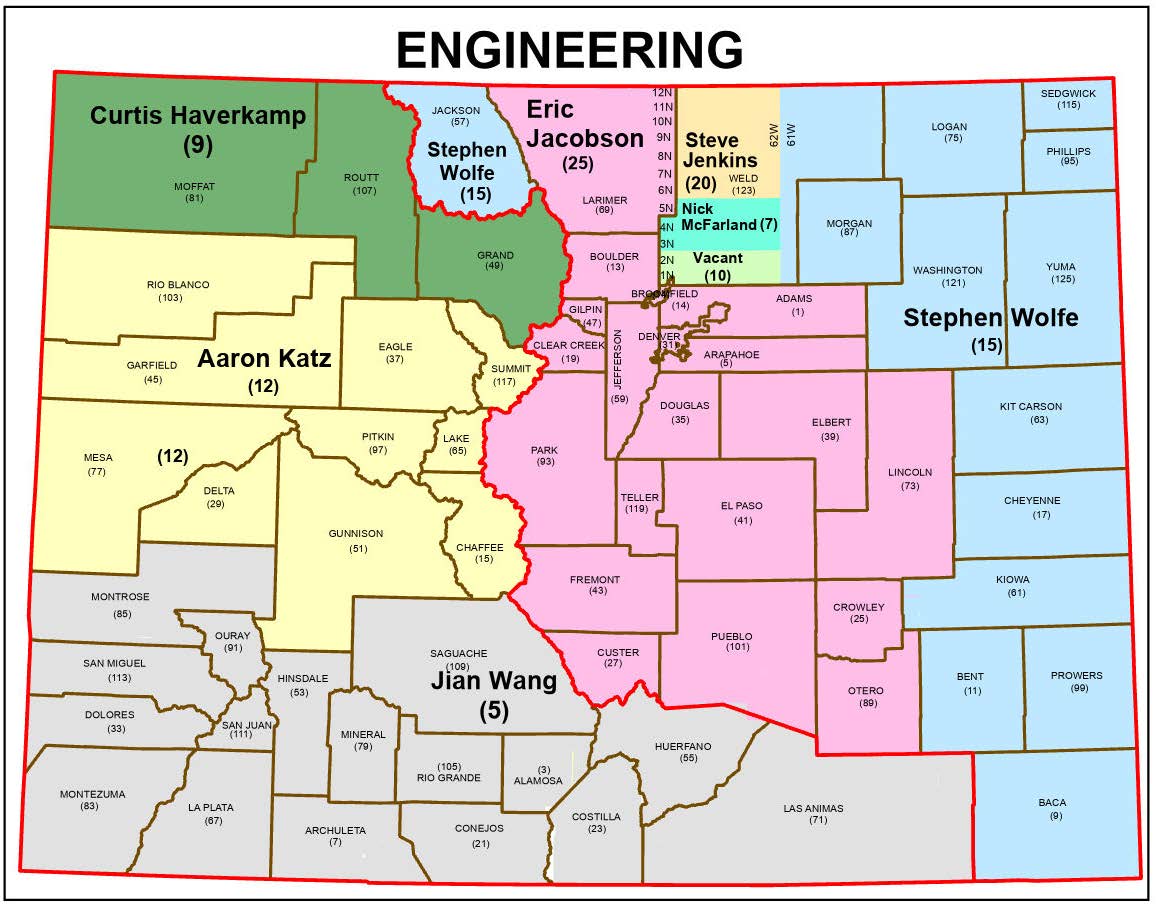 Map of Engineering Staff Areas of Responsibility