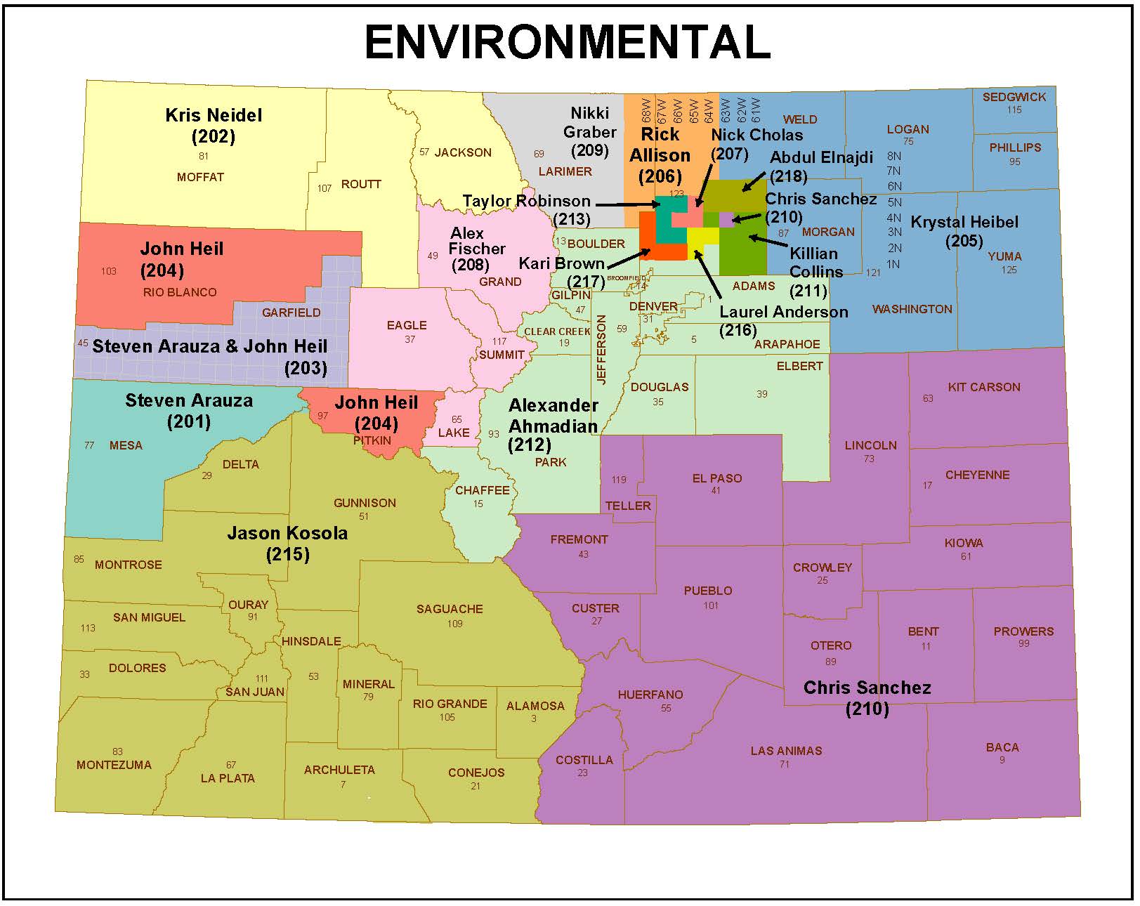 Map of Environmental Staff Areas of Responsibility