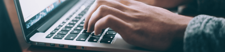 Person typing on a laptop.